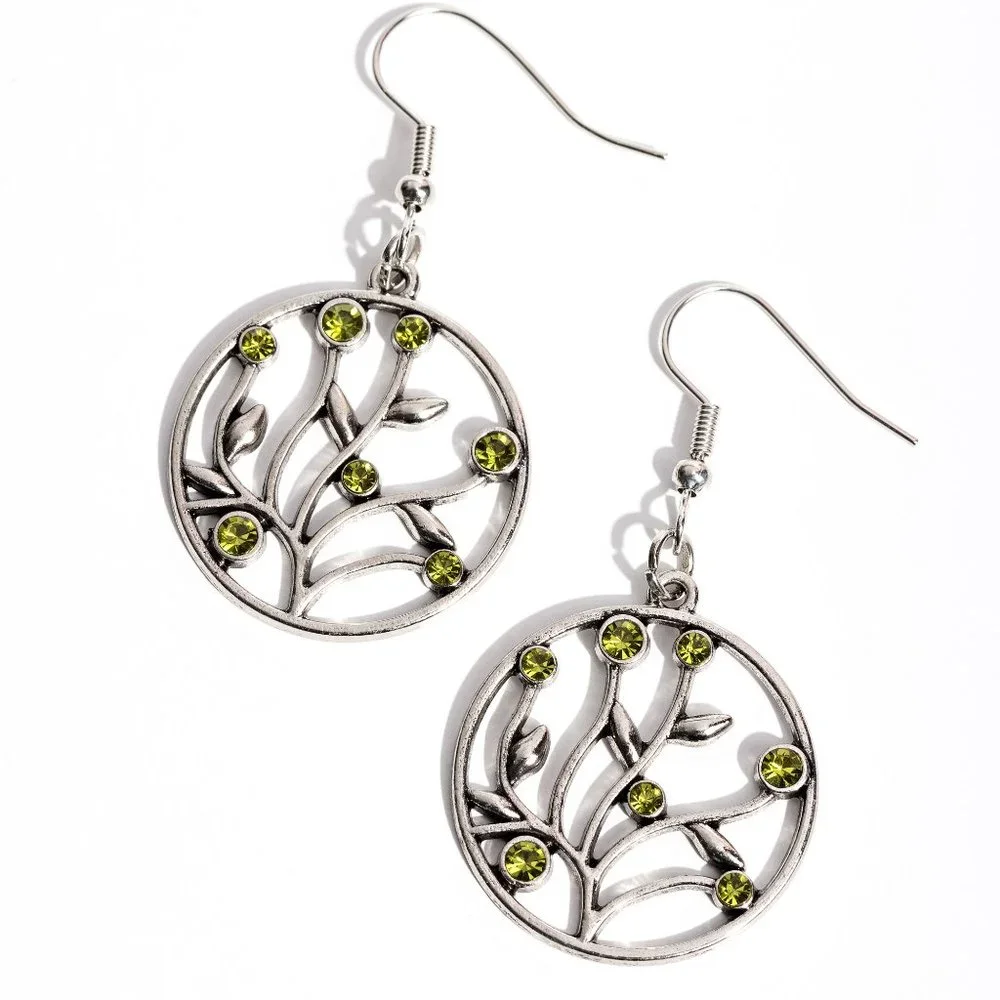 Bedazzlingly Branching - Green Earrings - Picture 2 of 2